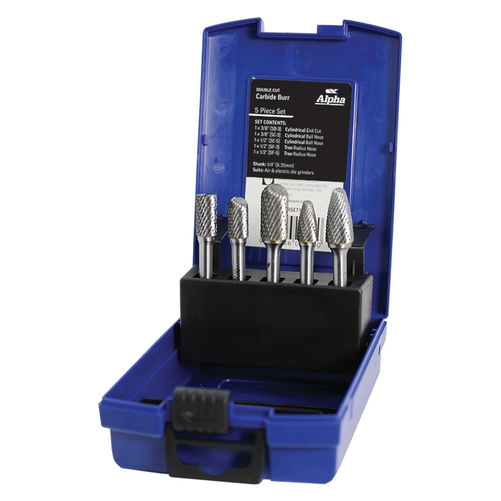 5 Pce Carbide Burr Set SB-3DC, SC-3DC, SC-5DC, SF-3DC, SF-5DC