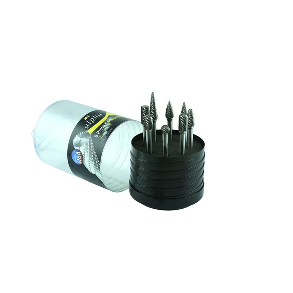 8 Pce Carbide Burr Set SA-3DC, SC-3DC, SD-3DC, SE-3DC, SF-3DC, SG-3DC, SL-3DC, SM-4DC