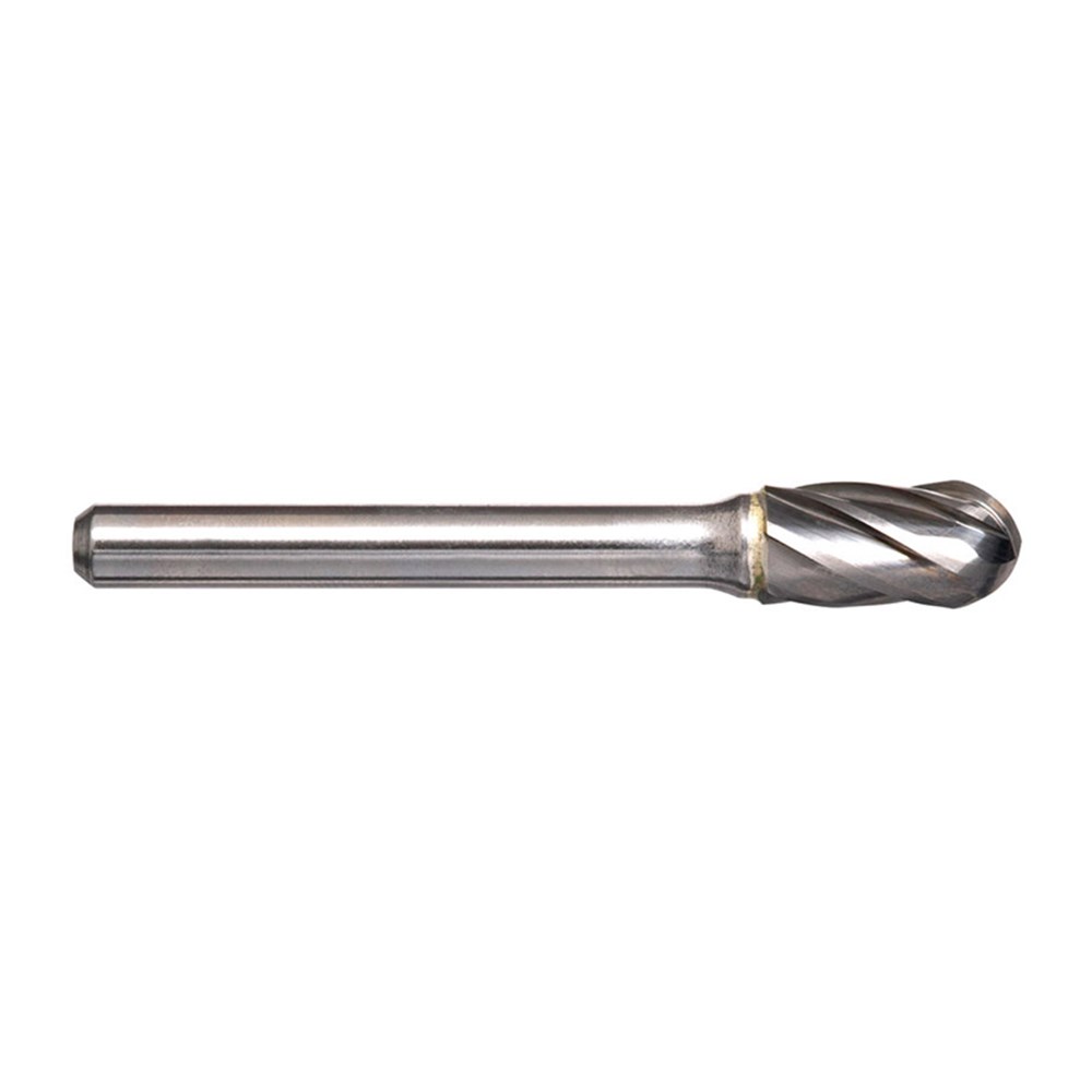 3/4in Cylindrical Ball Nose Carbide Burr, 1/4in Shank dia - Aluminium Cut