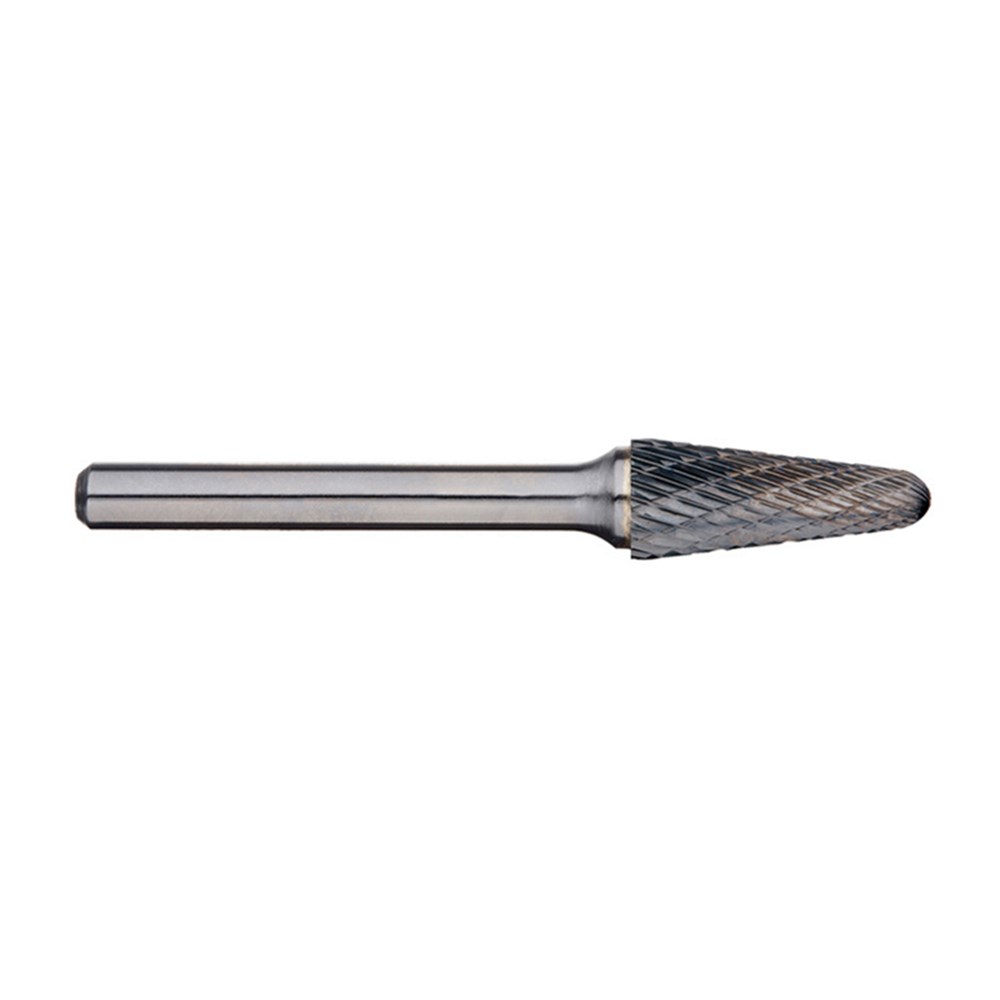 1/2in Included Angle Carbide Burr, 1/4in shank dia - 6in Long