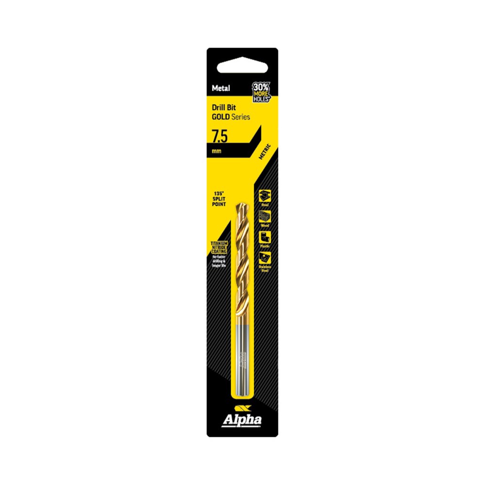 7.5mm Jobber Drill Bit Carded - Gold Series
