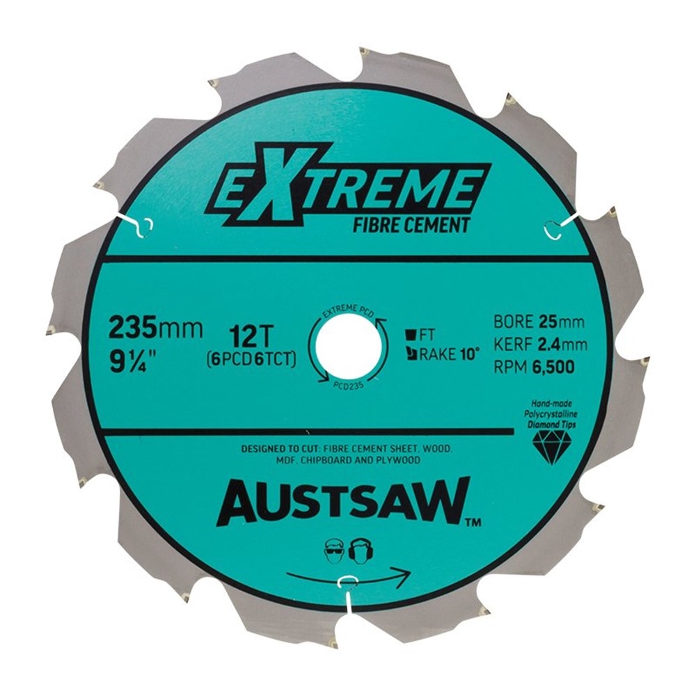 Austsaw - 235mm (9 1/4in) Polycrystalline Diamond Blade - 25/20mm Bore - 6PCD 6TCT Teeth