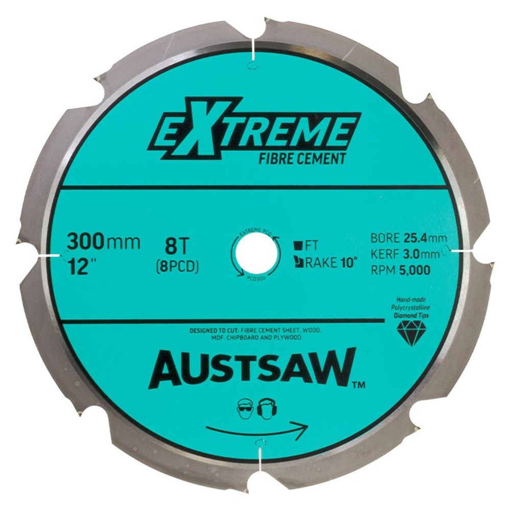 [170-PCD300] Austsaw - 300mm (12in) Polycrystalline Diamond Blade - 25.4mm Bore - 8PCD Teeth