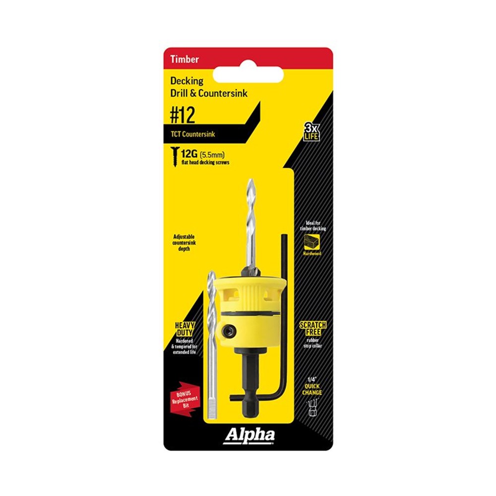 [170-ASD120] Decking Countersink TCT No.12 with Spare Drill and Hex Key