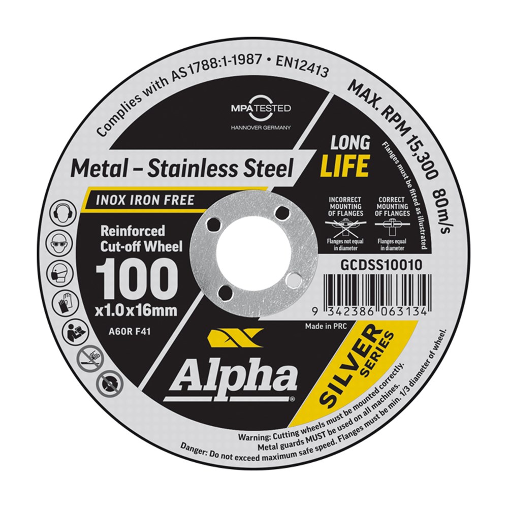[170-GCDSS10010] Cutting Disc 100 x 1mm Silver Series Bulk