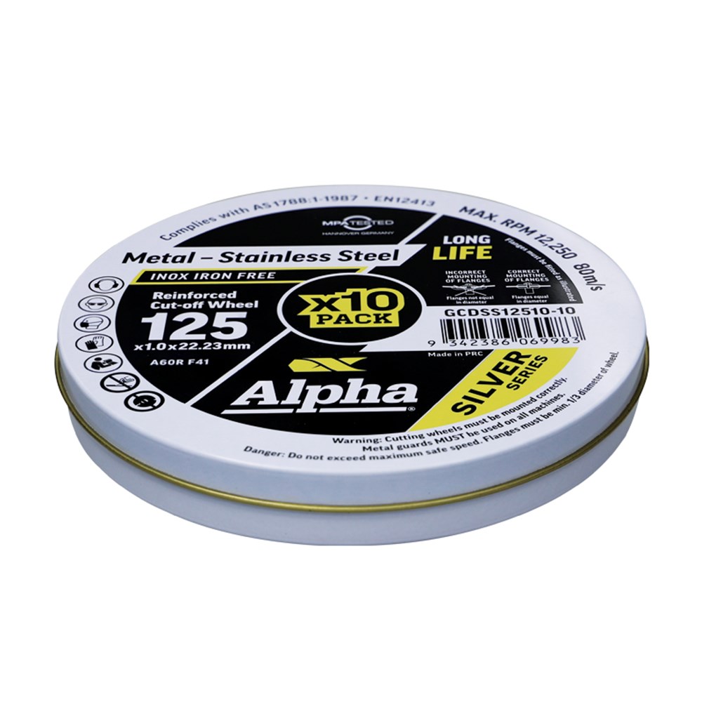 [170-GCDSS12510-10] Cutting Disc 125 x 1mm Silver Series Trade Tin (Pk 10)