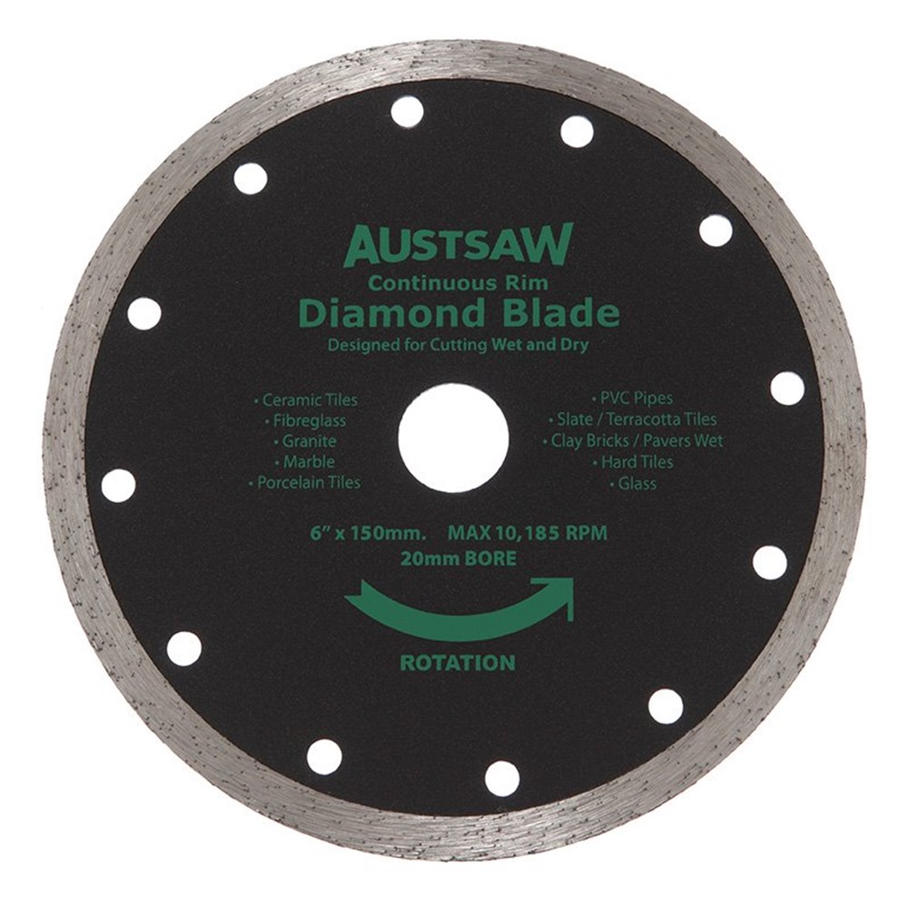 Austsaw - 150mm(6in) Diamond Blade Continuous Rim - 20mm Bore - Continuous