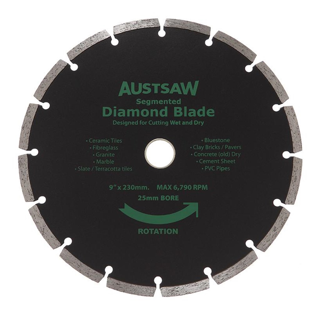 [170-AUDIA230S] Austsaw - 230mm (9in) Diamond Blade Segmented - 25/22.2mm Bore - Segmented
