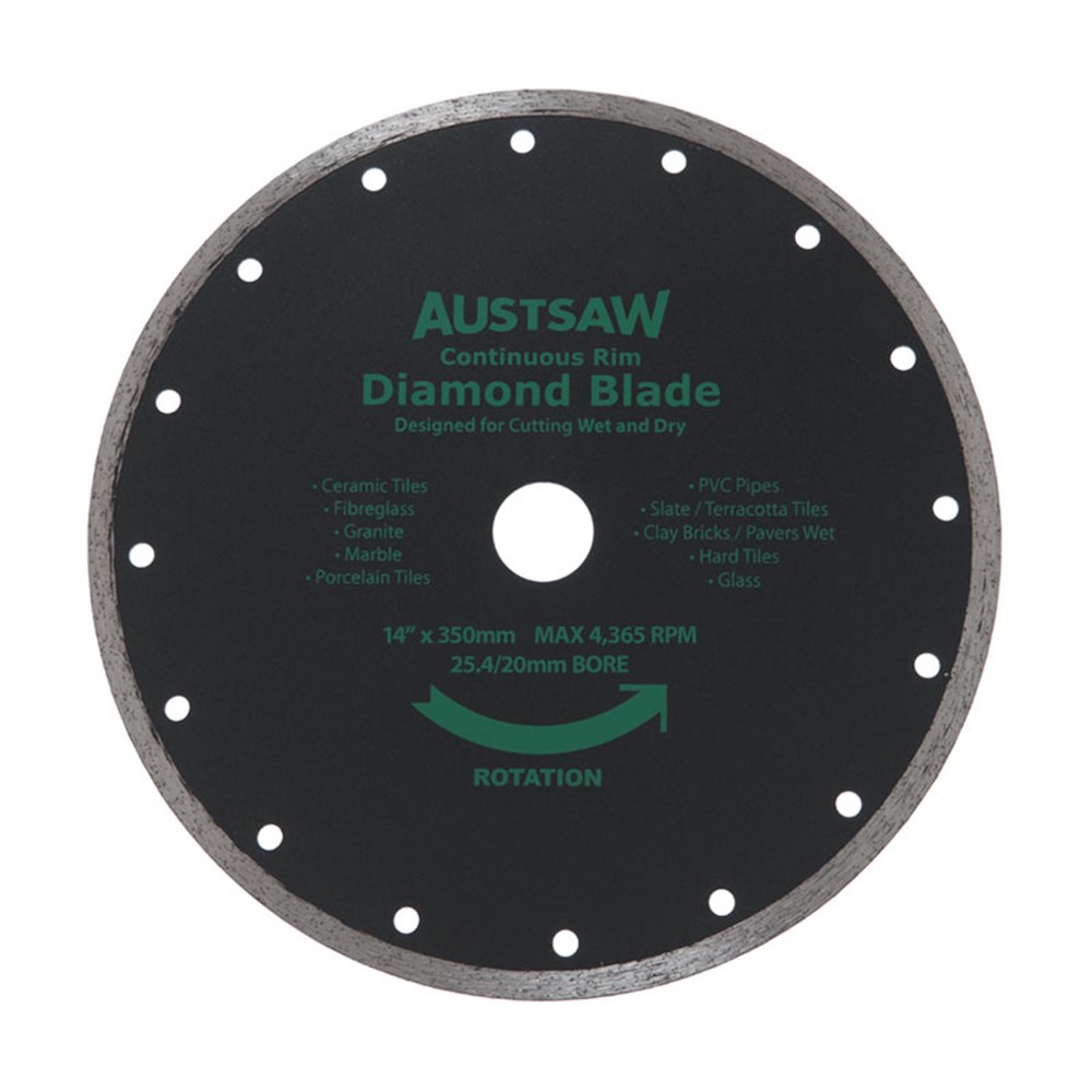 [170-AUDIA350C] Austsaw - 350mm(14in) Diamond Blade Continuous Rim - 25.4/20mm Bore - Continuous