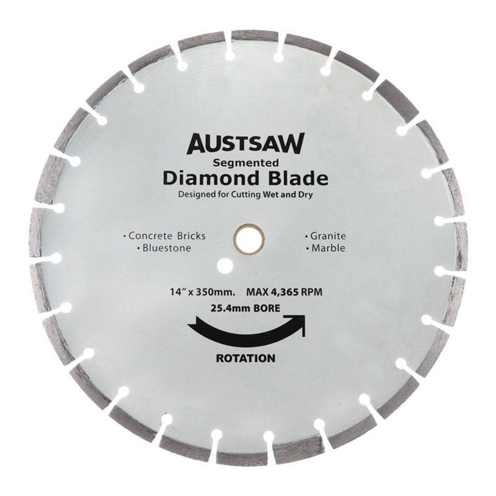 [170-AUDIA350H] Austsaw - 350mm(14in) Diamond Blade Segmented Hard Brick - 25.4/20mm Bore - Hard Brick