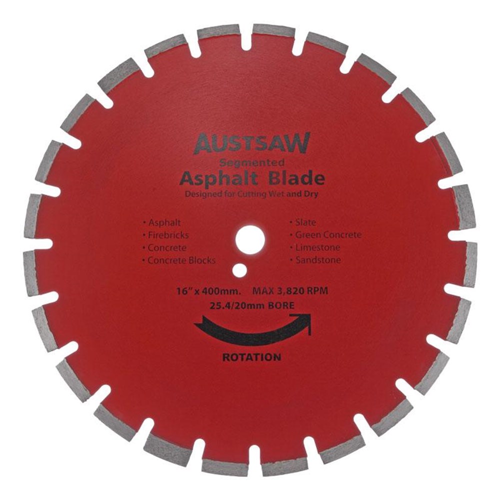 [170-AUDIA400A] Austsaw - 400mm(16in) Diamond Blade Segmented Asphalt - 25.4/20mm Bore - Asphalt