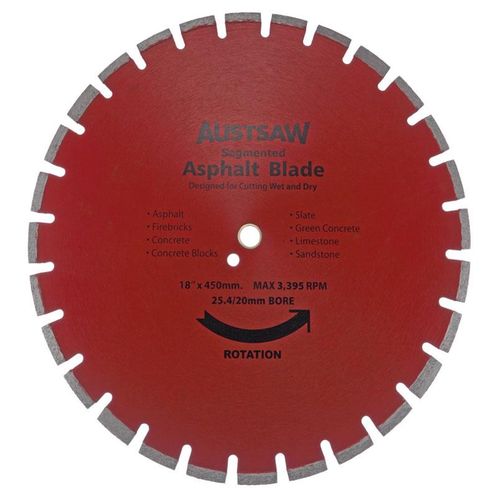 [170-AUDIA450A] Austsaw - 450mm(18in) Diamond Blade Segmented Asphalt - 25.4mm Bore - Asphalt