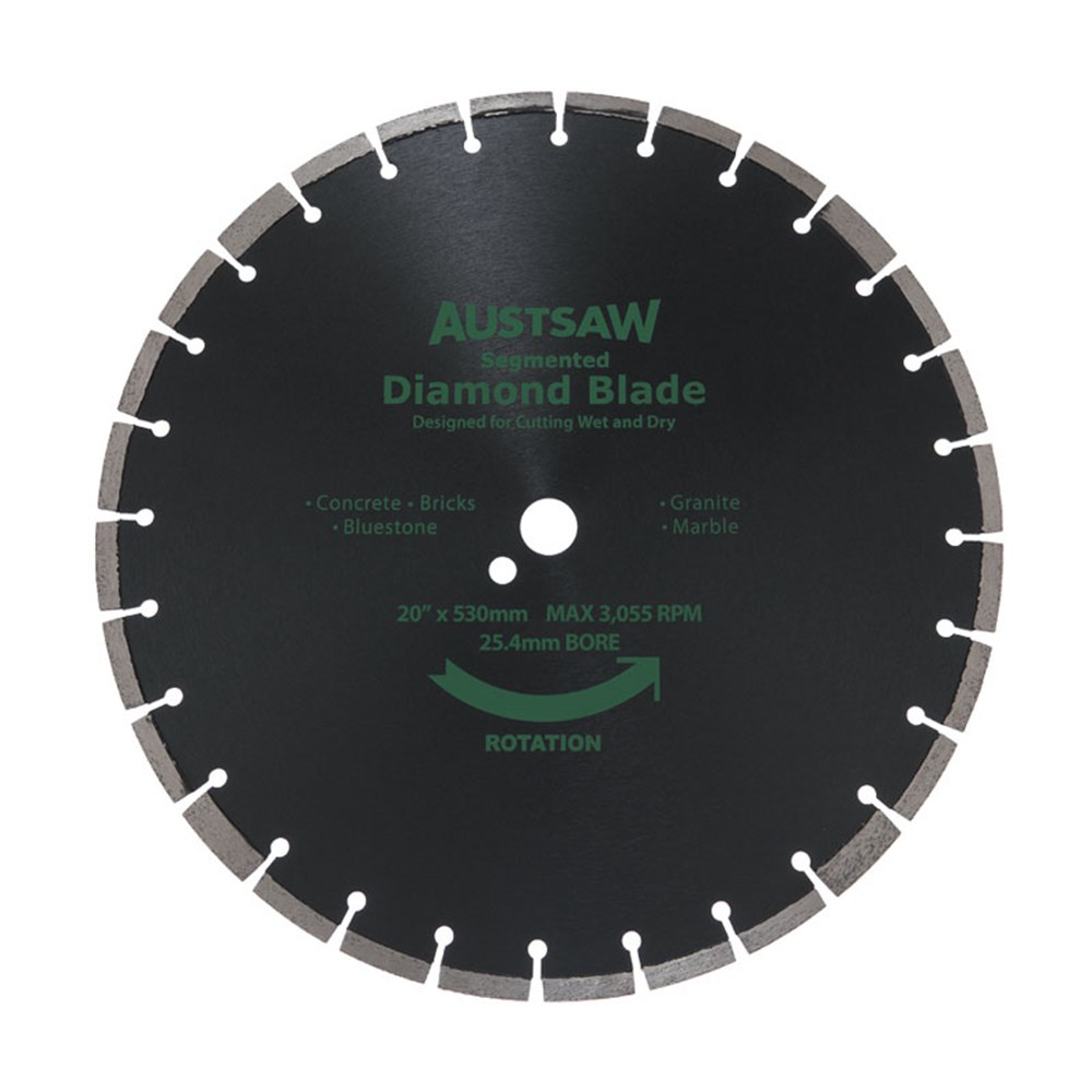 [170-AUDIA530GP] Austsaw - 530mm(20in) Diamond Blade Segmented General Purpose - 25.4mm Bore - Gen. Purpose