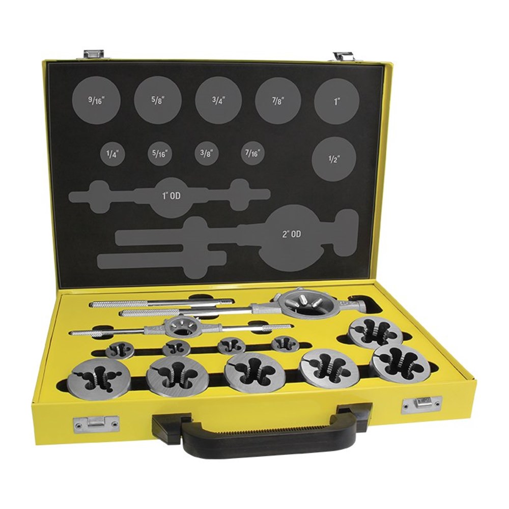 Alpha Die Set UNC Carbon 1/4 Inch - 1in 12 Piece Metal Box