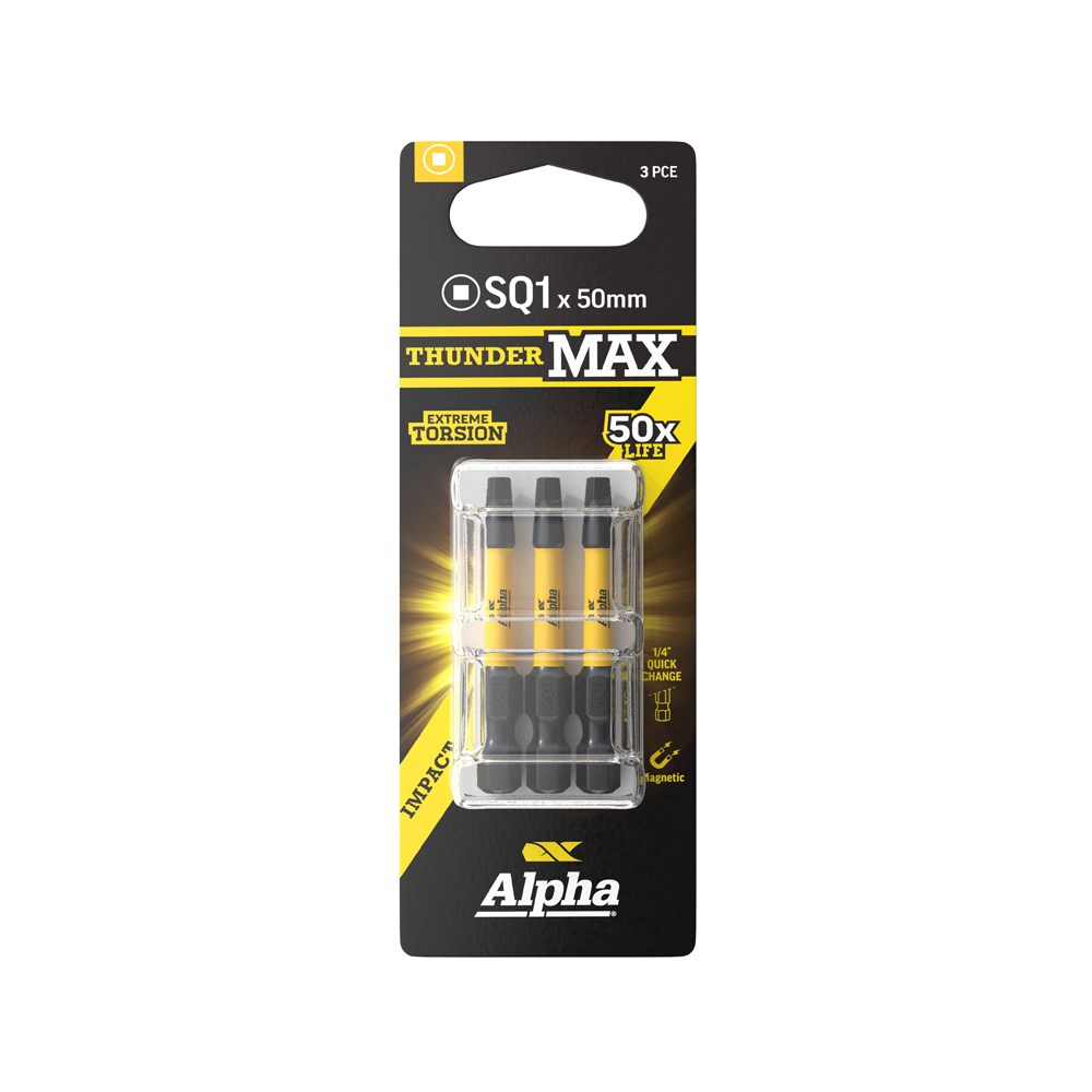 ThunderMax SQ1 x 50mm Impact Power Bit Carded | 3 Pack