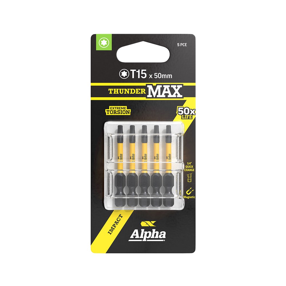 ThunderMax TX15 x 50mm Impact Power Bit Carded | 5 Pack