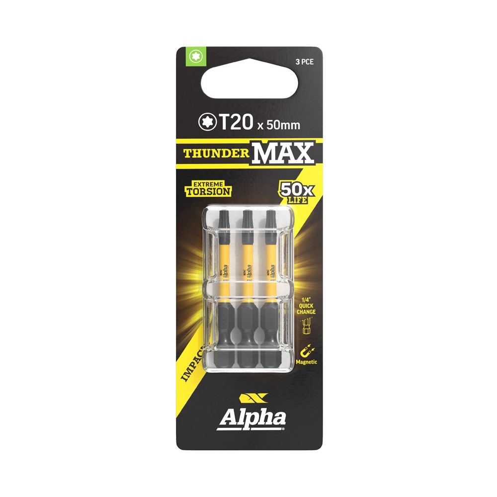 ThunderMax TX20 x 50mm Impact Power Bit Carded | 3 Pack