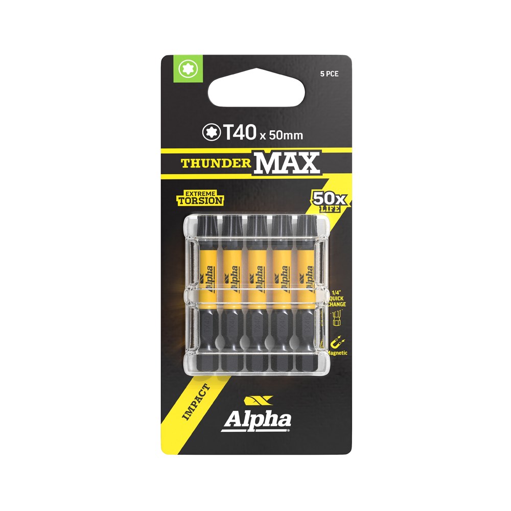 ThunderMax TX40 x 50mm Impact Power Bit Carded | 5 Pack