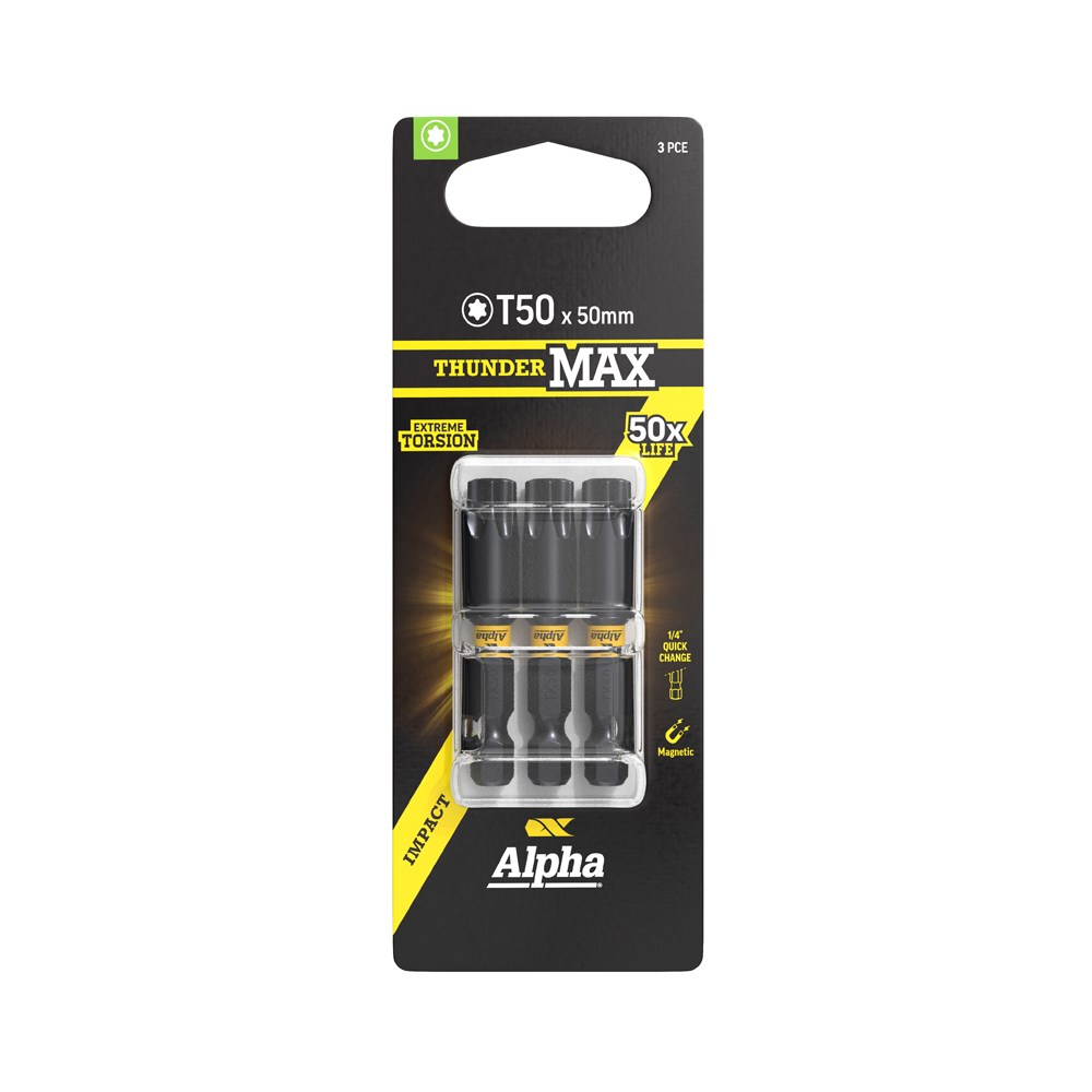 ThunderMax TX50 x 50mm Impact Power Bit Carded | 3 Pack