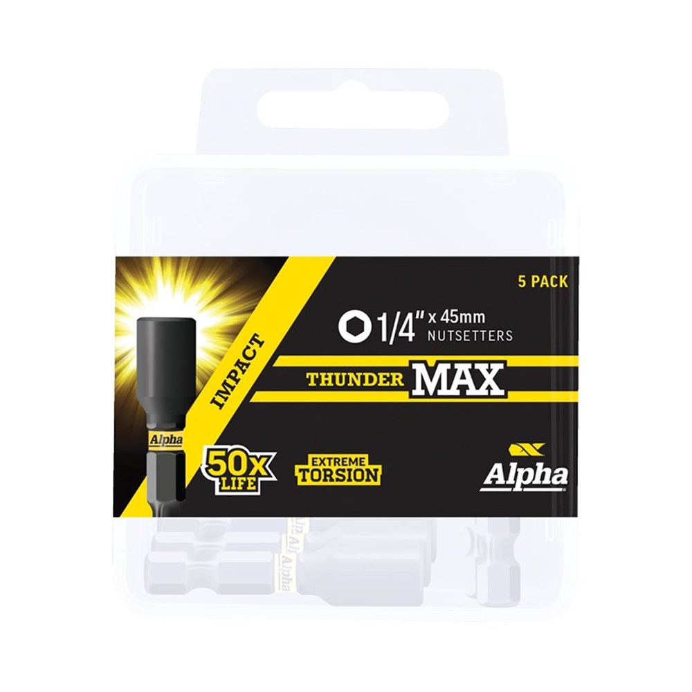 ThunderMax 1/4 Inch x 45mm Impact Magnetic Nutsetter Handipack (x5)