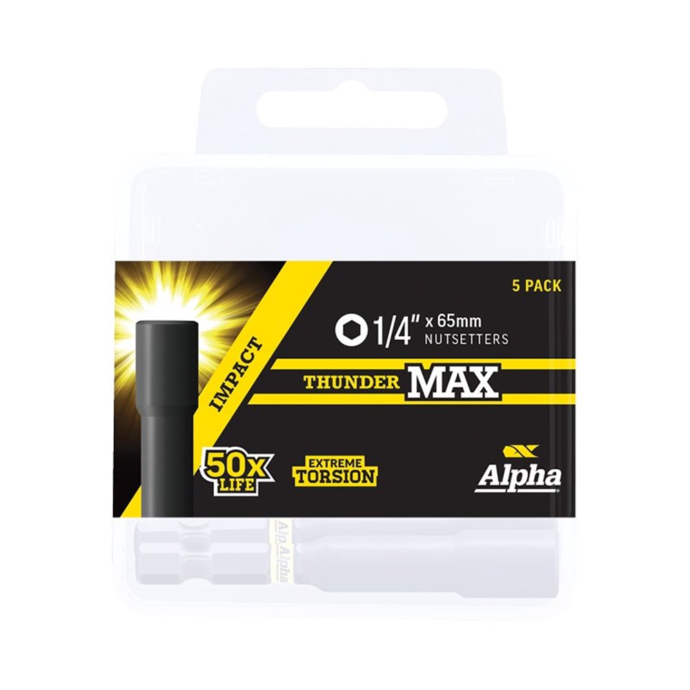 ThunderMax 1/4in x 65mm Impact Magnetic Nutsetter Handipack (x5)