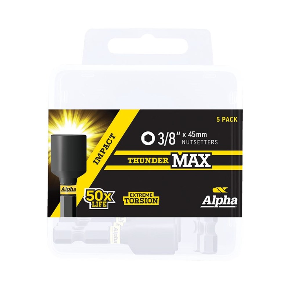 ThunderMax 3/8 Inch x 45mm Impact Magnetic Nutsetter Handipack (x5)