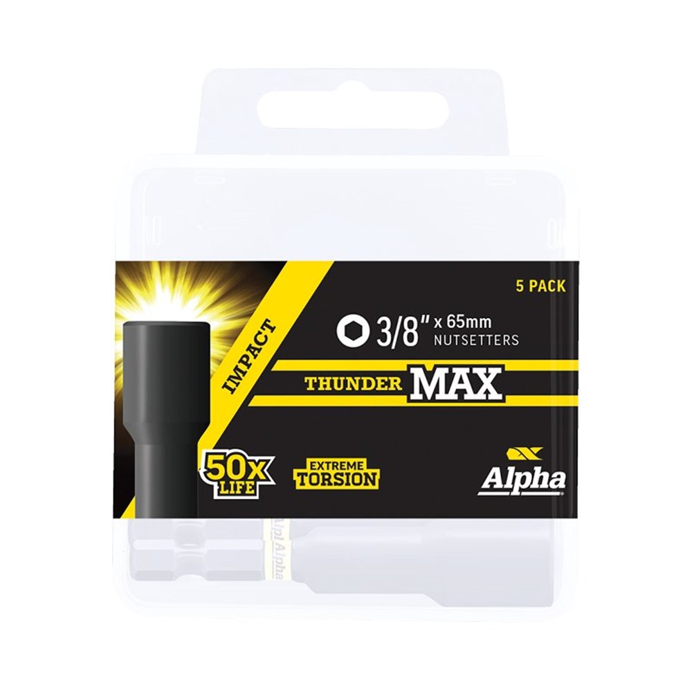 ThunderMax 3/8 Inch x 65mm Impact Magnetic Nutsetter Handipack (x5)