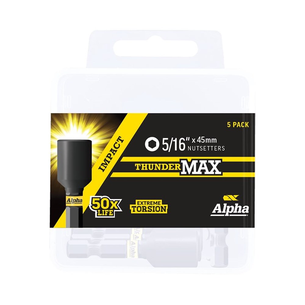 ThunderMax 5/16in x 45mm Impact Magnetic Nutsetter Handipack (x5)