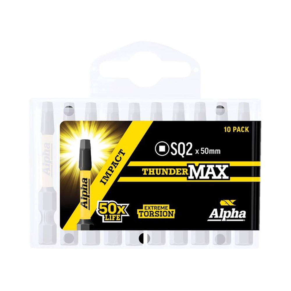 ThunderMax SQ2 x 50mm Impact Power Bit Handipack (x10)