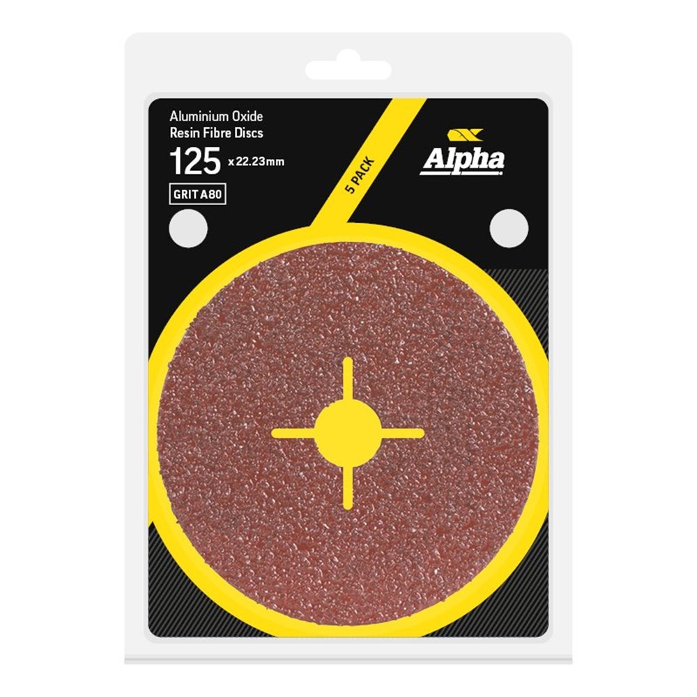 Resin Fibre Disc 125mm A80 Grit AlOx Carded (Pk 5)