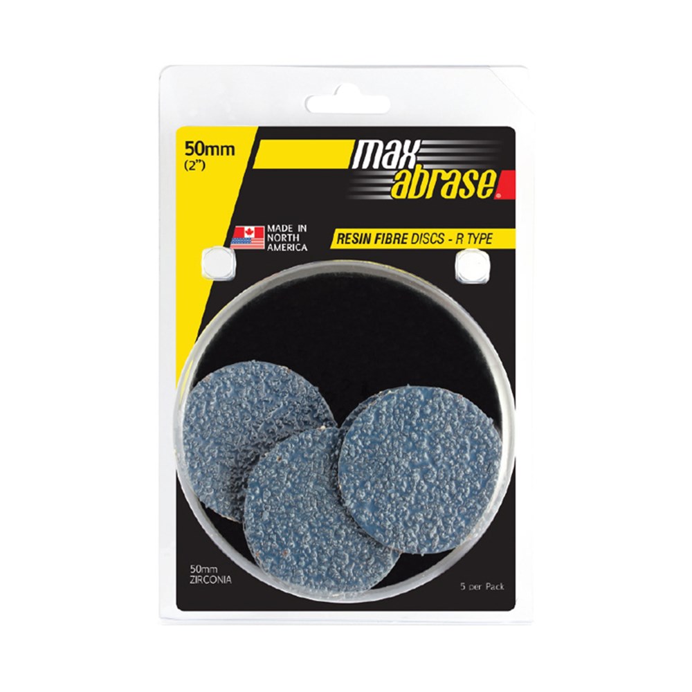 Resin Fibre Disc R Type 50mm Z60 Grit Zirconia Carded (Pk 5)