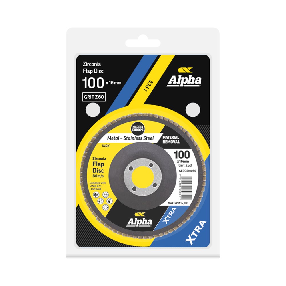 Flap Disc 100mm Z60 Grit Zirconia Xtra Carded (Pk 1)