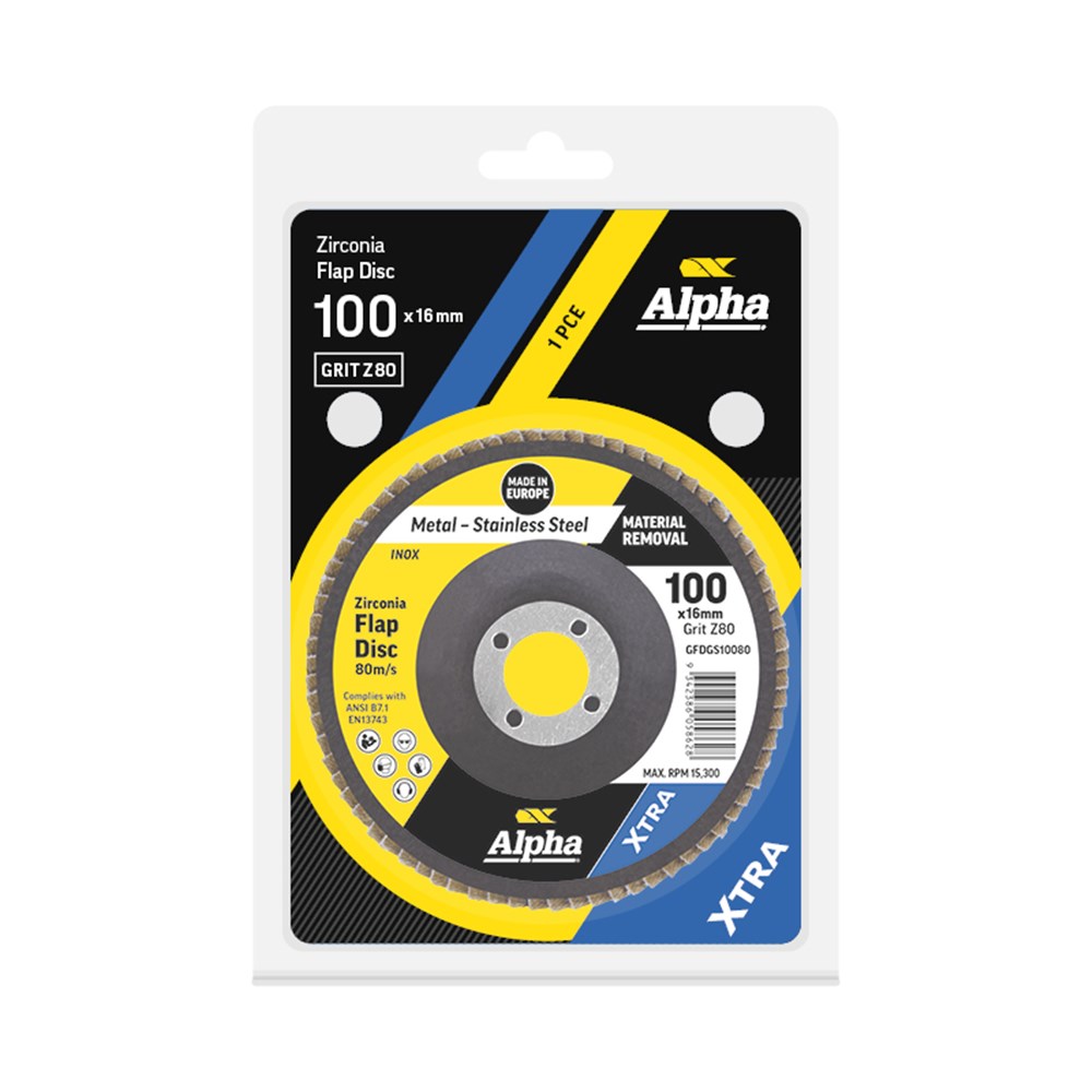 Flap Disc 100mm Z80 Grit Zirconia Xtra Carded (Pk 1)
