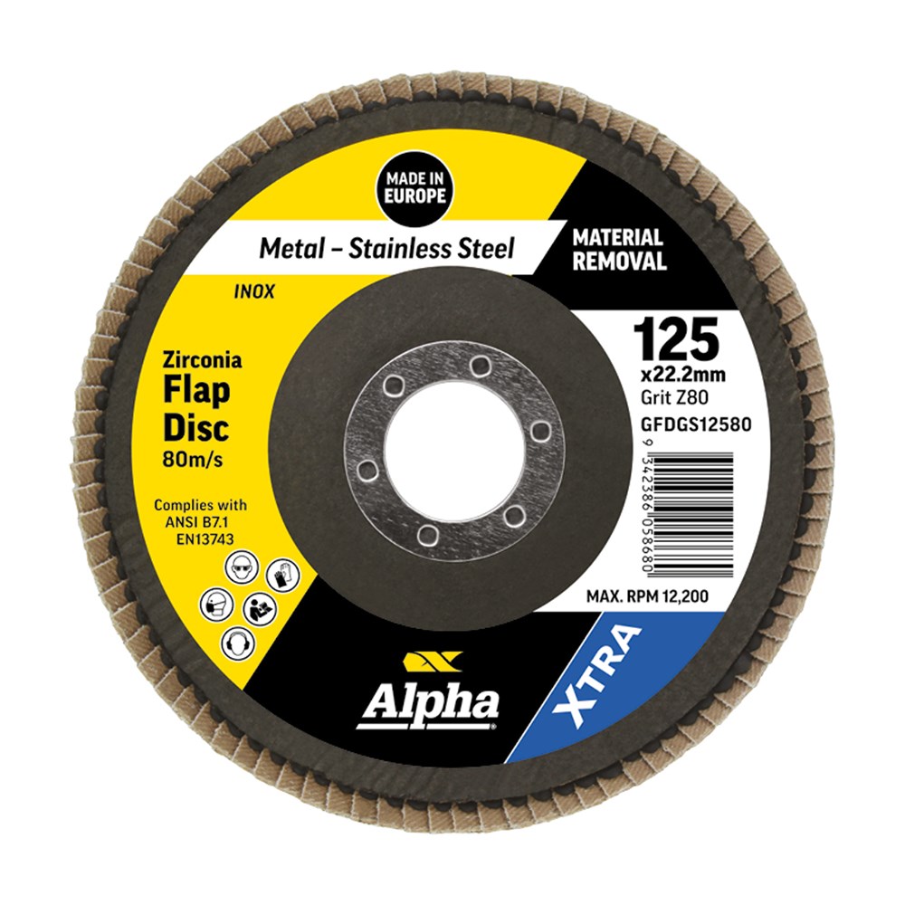 Flap Disc 125mm Z80 Grit Zirconia Xtra Carded (Pk 1)