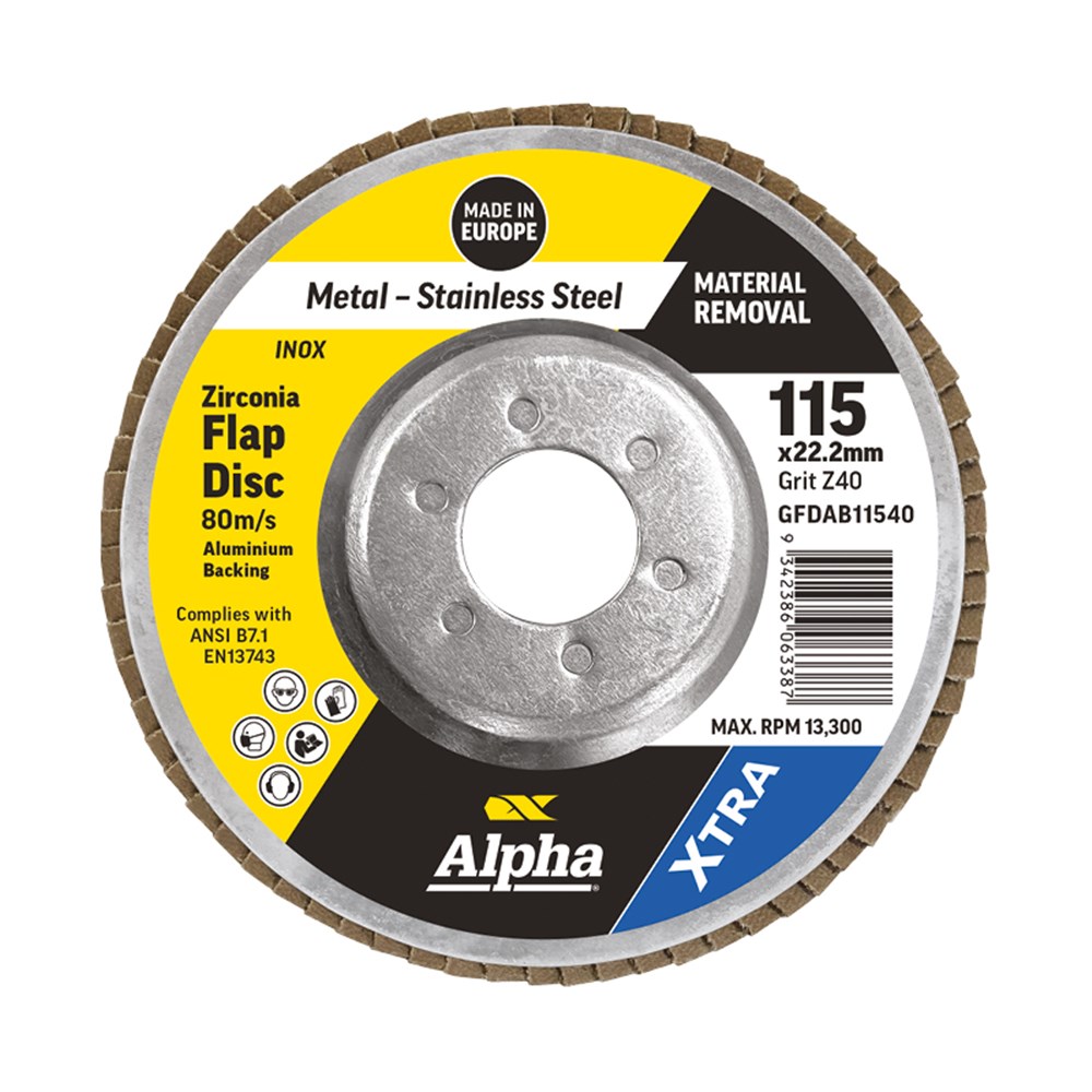 Flap Disc 115mm Z40 Grit Zirconia Aluminium Back Xtra Bulk