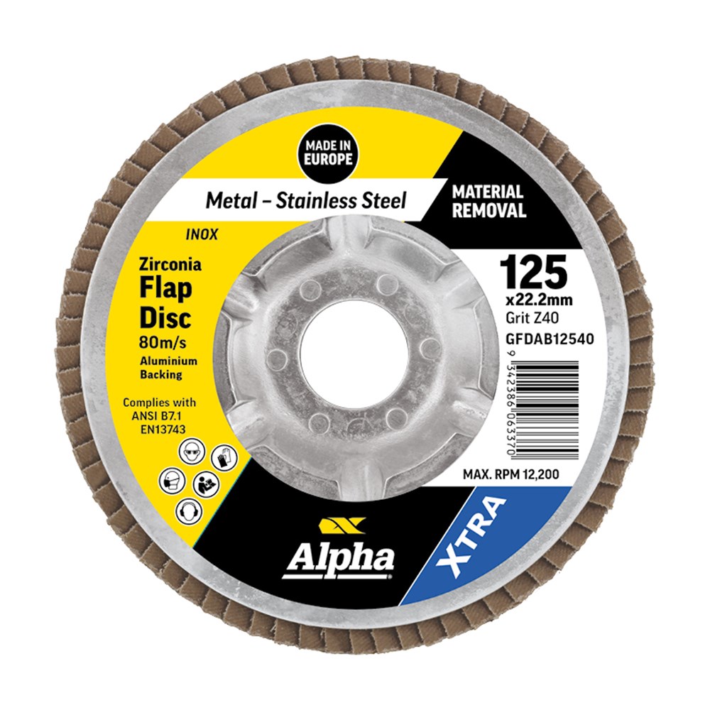 Flap Disc 125mm Z40 Grit Zirconia Aluminium Back Xtra Bulk