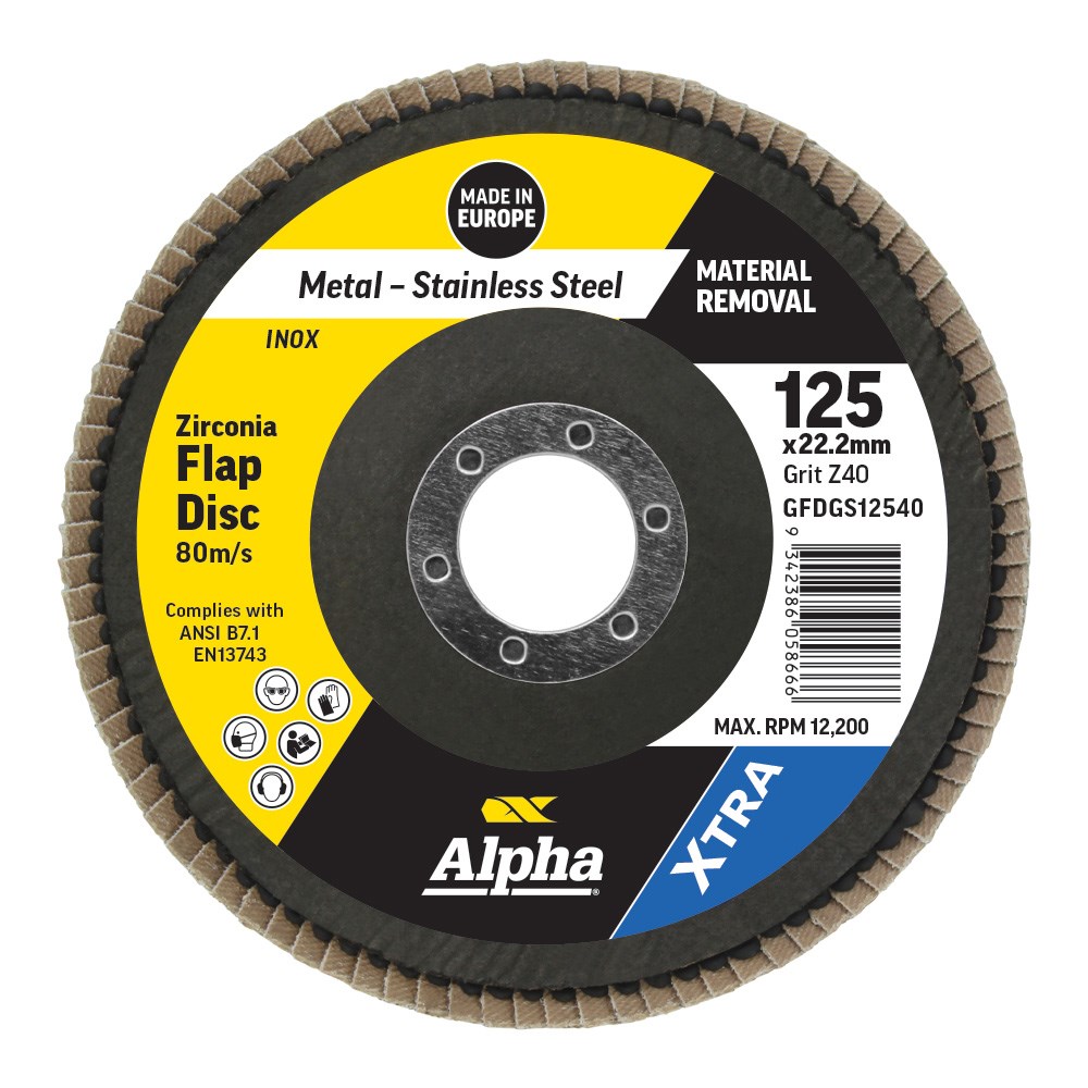 [170-GFDGS12540] Flap Disc 125mm Z40 Grit Zirconia Xtra Bulk