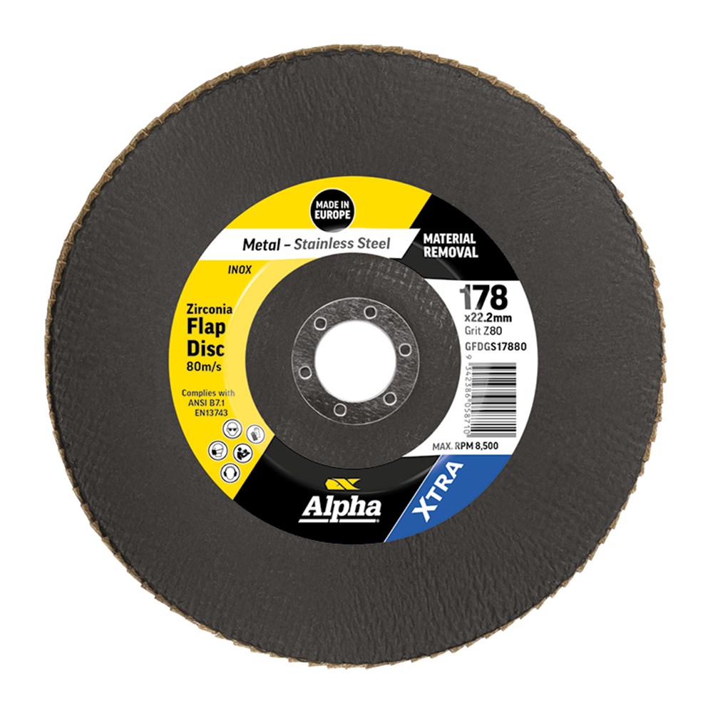 [170-GFDGS17880] Flap Disc 178mm Z80 Grit Zirconia Xtra Bulk