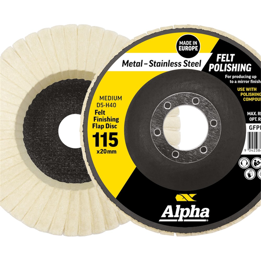 [170-GFPM115] Felt Polishing Flap Disc 115mm Medium D5-H40 Bulk