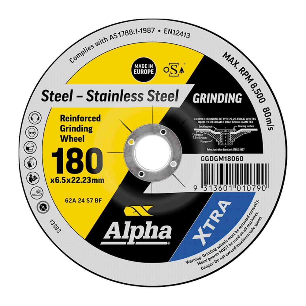 [170-GGDGM18060] Grinding Disc 180 x 6.5mm Metal XTRA Bulk