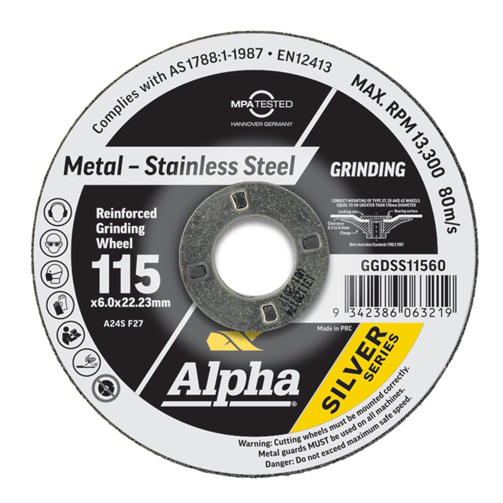 [170-GGDSS11560] Grinding Disc 115 x 6mm Stainless Silver Series Bulk