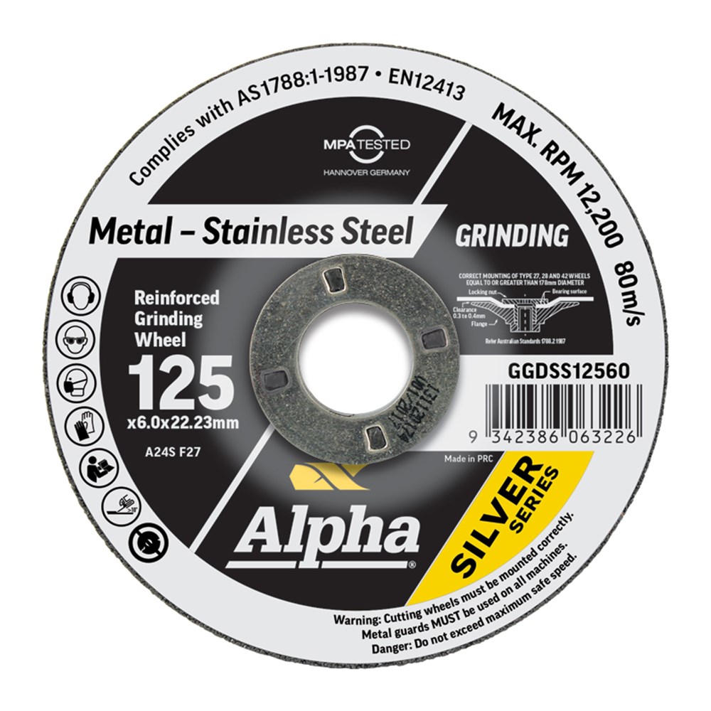 [170-GGDSS12560] Grinding Disc 125 x 6mm Stainless Silver Series Bulk