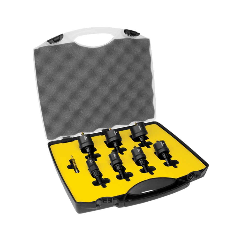 Fine Tooth Cordless Hole Saw 8 Piece Set
19,22,25,29,32,35 & 38mm plus spare pilot drill and hex ke
