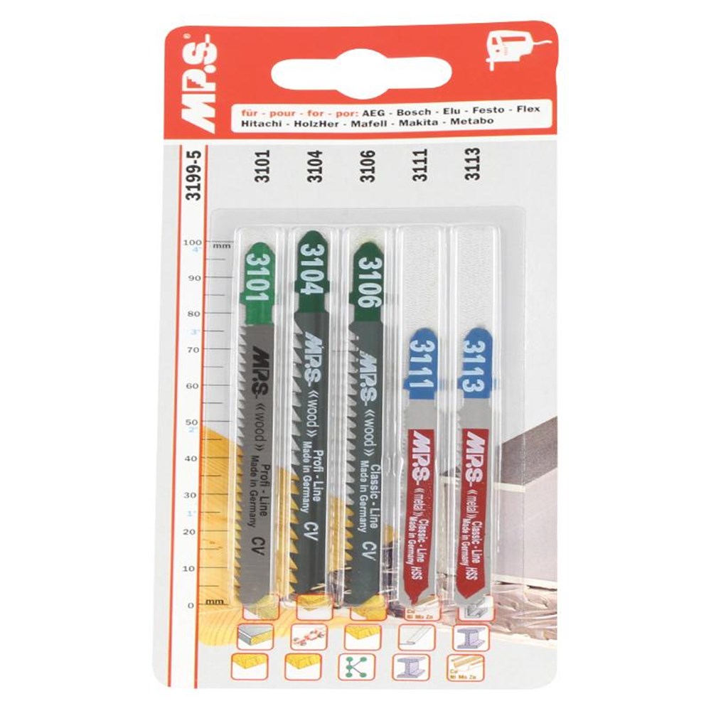 MPS Assortment Jigsaw Blades, Euro Shank (x5)