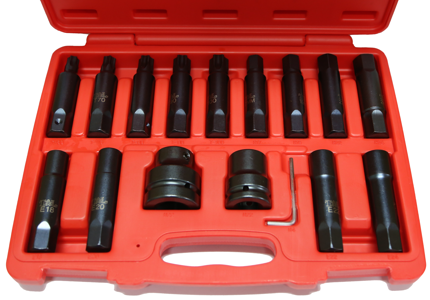 16 Piece 3/4 Inch 1 Inch Drive Insert Bit Set