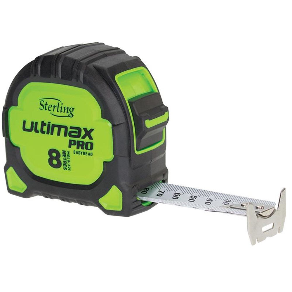 [170-TMFXE8027] Sterling Ultimax Pro Tape Measure Easyread: 8m Metric Magnetic Hook