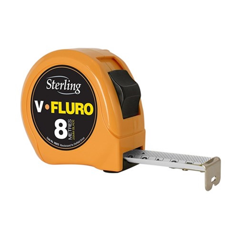 8m x 25mm V-Force Fluro Measuring Tape