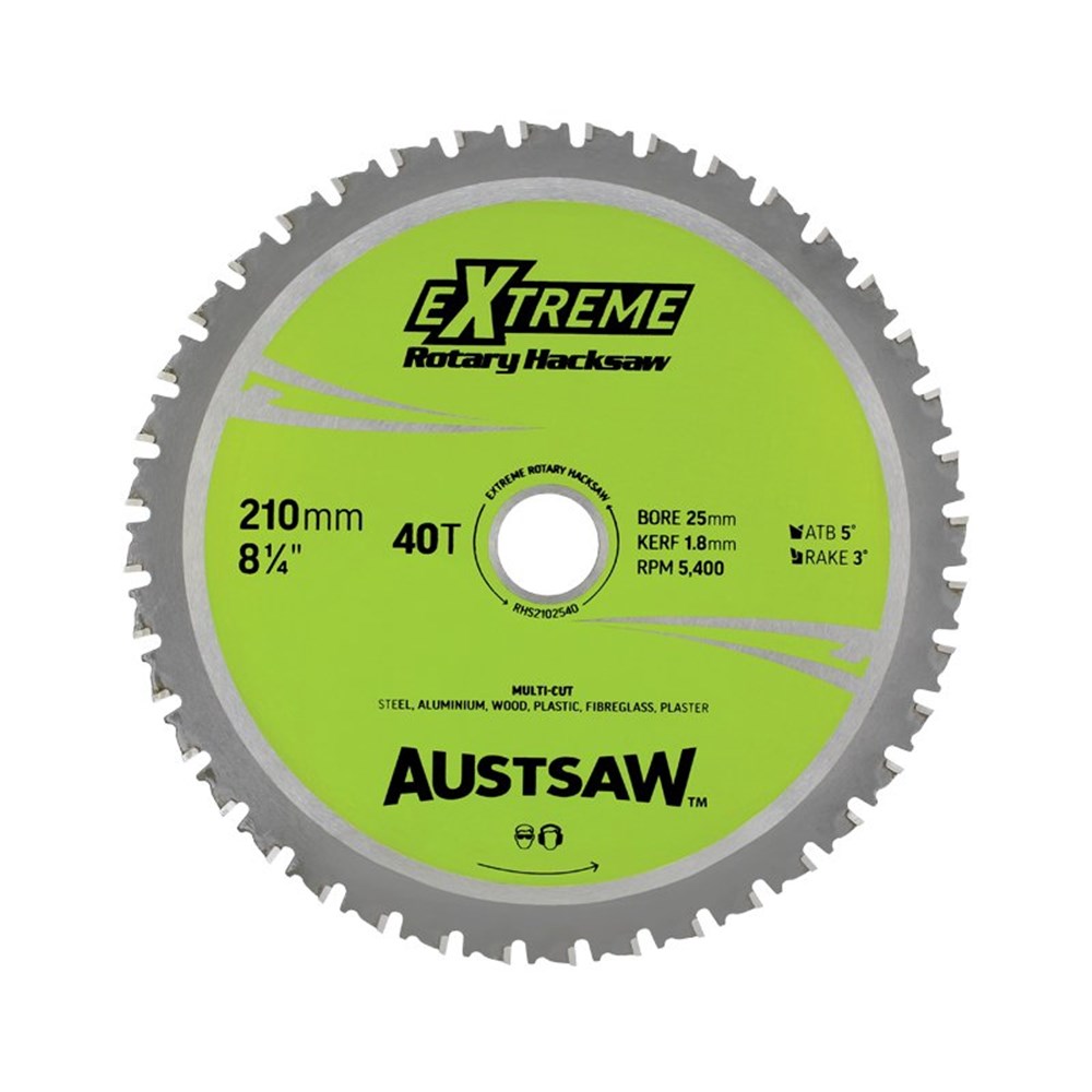 Austsaw - 210mm (8in) Rotary Hacksaw Blade - 25mm Bore - 40 Teeth
