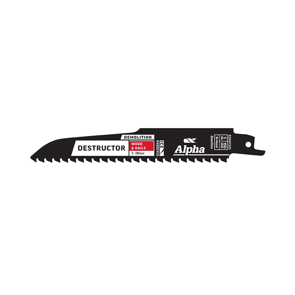 [170-RDDW1505-2] Destructor Demolition - Wood & Nails - Recip Blade, 5 TPI, 150mm - 2 Pack