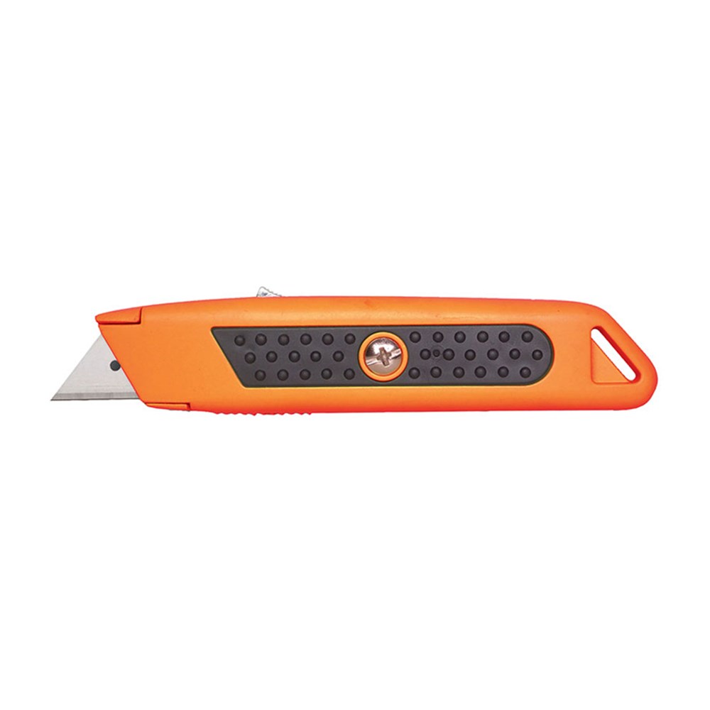 Auto-Retracting Orange Safety Knife with Rubber Grip
